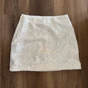 H&M White Sequin Mini Skirt
